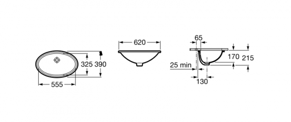 Roca Раковина JAVA 560х475х190 мм врезная (сверху)
