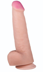 Фаллоимитатор с мошонкой на присоске - 21,3 см. (Цвет: телесный)