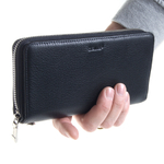 Мужской чёрный клатч портмоне из натуральной кожи GALIB 7M248
