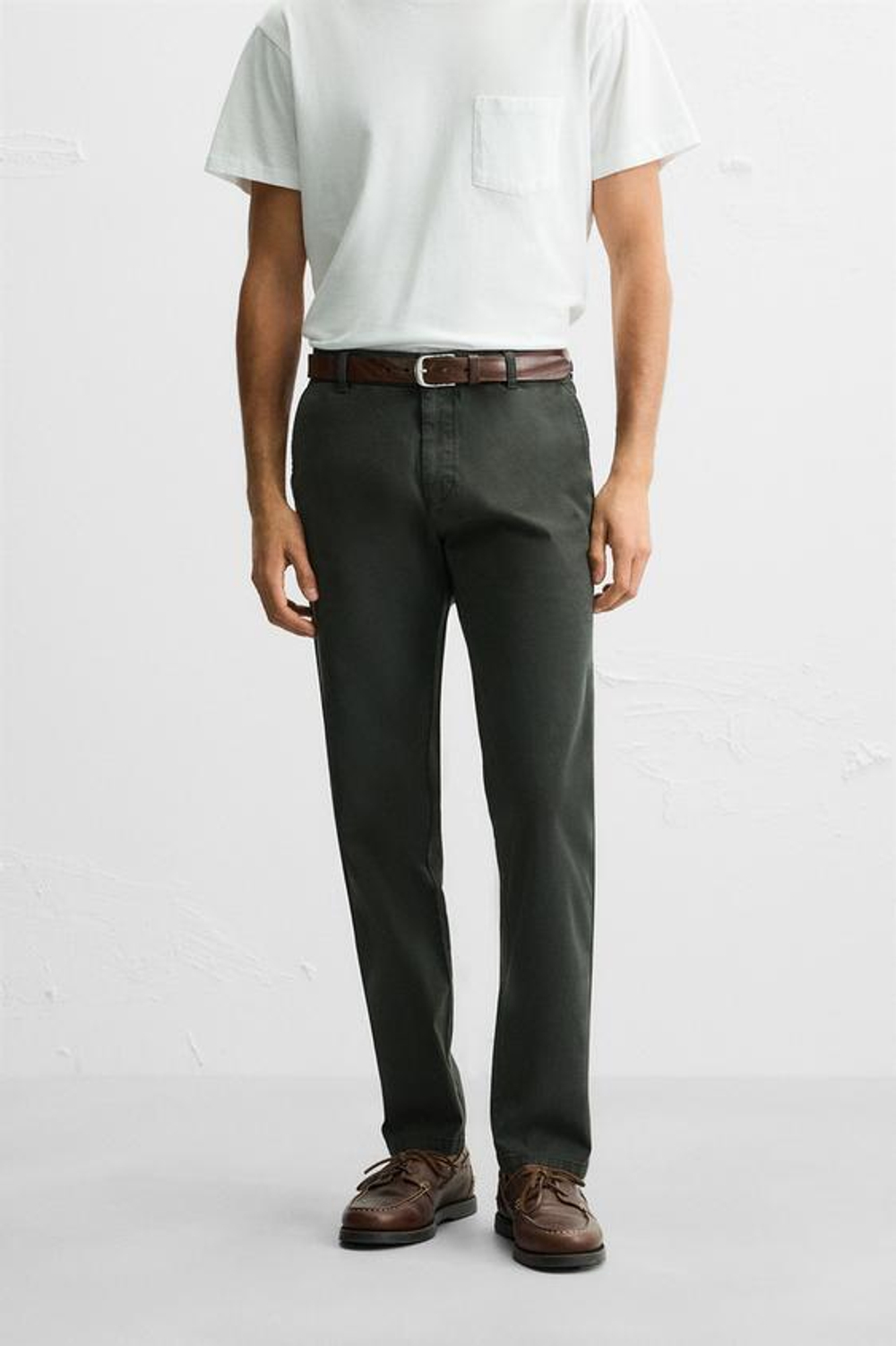 ZARA БРЮКИ ЧИНОС SKINNY FIT, ТЕМНО-ЗЕЛЕНЫЙ