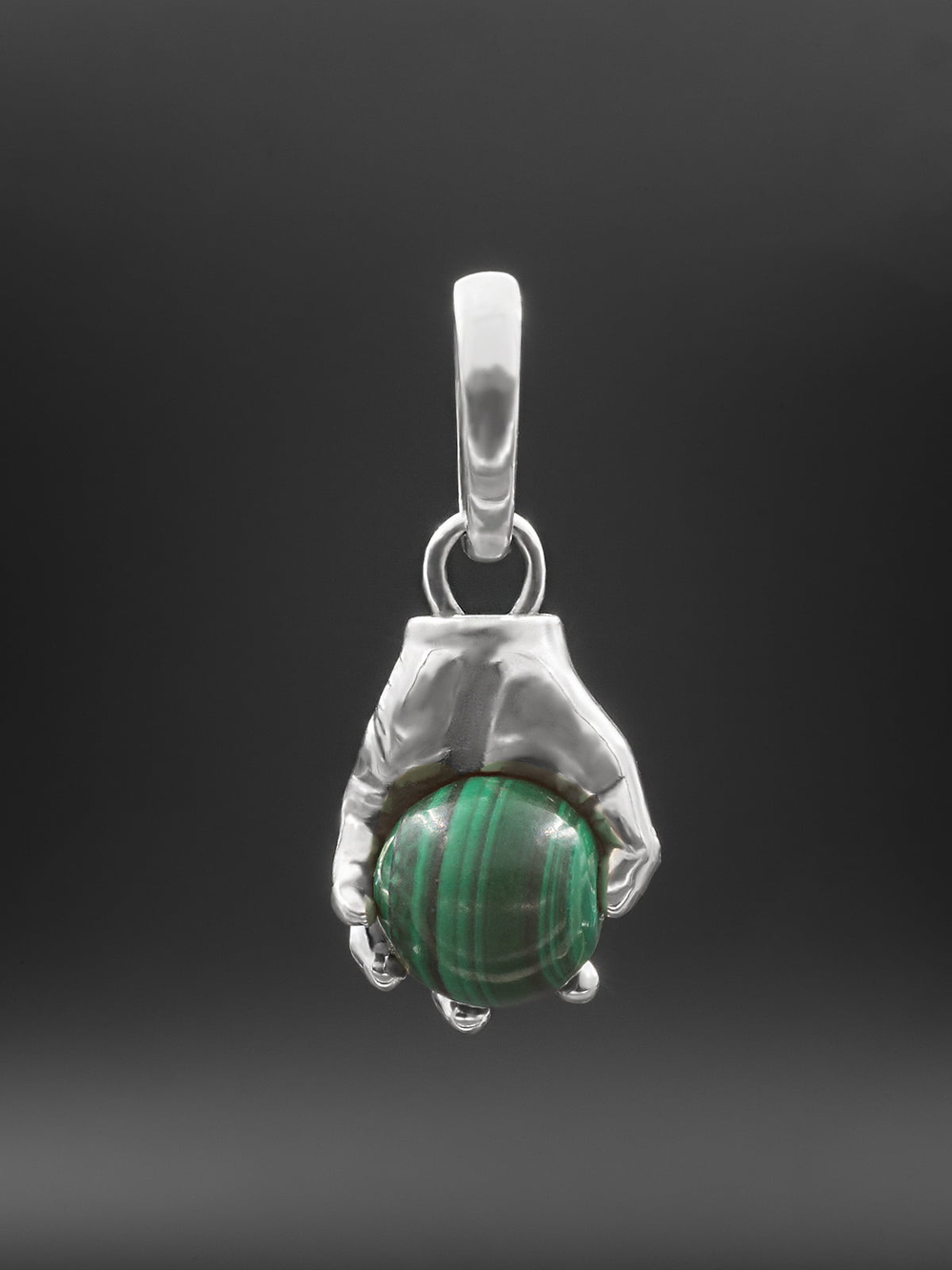 Подвес "Создатель" из серебра с малахитом