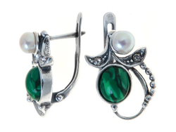 "Романс" серьги в серебряном покрытии из коллекции "Самоцветы" от Jenavi  с английским замком