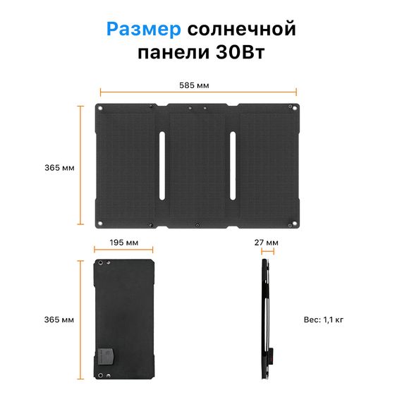 Туристическая солнечная панель YASHEL 30 Ватт, фото №926983762