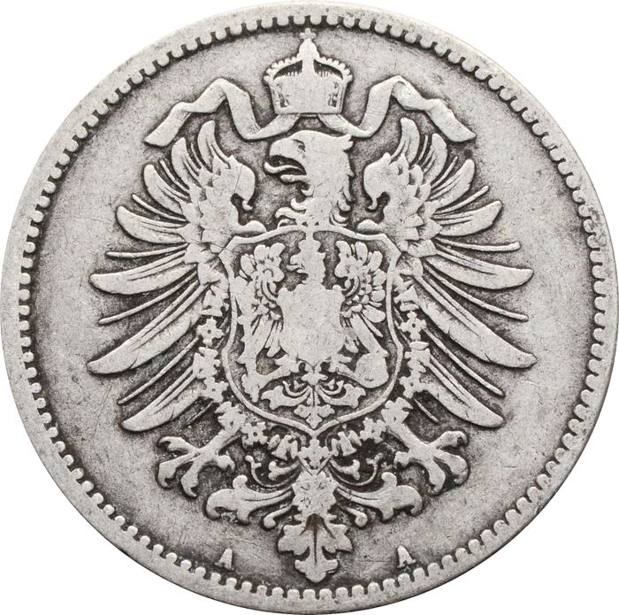 1 марка 1876 Германская Империя "A" F-VF