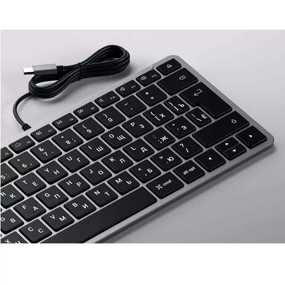 Клавиатура Satechi Slim W1 USB-C Wired Keyboard-RU. Раскладка - Русская. Цвет- Серый космос.