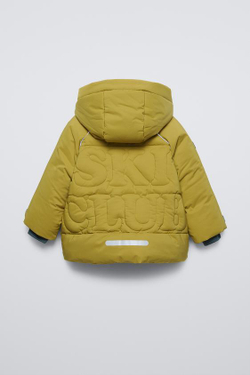 ZARA НЕПРОМОКАЕМАЯ ВЕТРОЗАЩИТНАЯ КУРТКА С КАПЮШОНОМ, ОЛИВКОВЫЙ