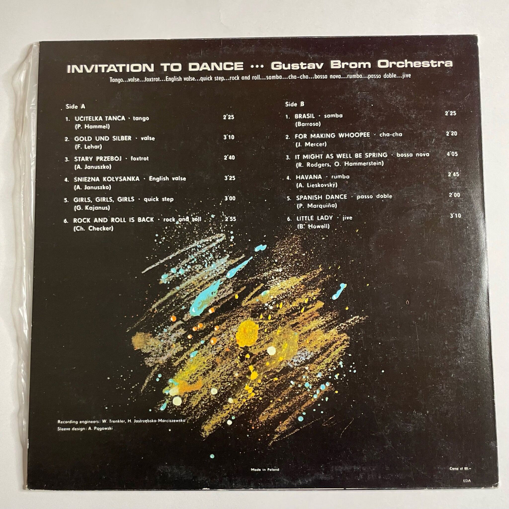 Винтажная виниловая пластинка LP Gustav Brom Orchestra Оркестр Густава Брома Invitation To Dance (Польша 1979)