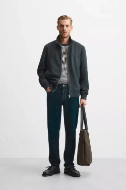 ZARA КУРТКА ИЗ ИСКУССТВЕННОЙ ЗАМШИ, ТЕМНЫЙ БУТЫЛОЧНО-ЗЕЛЕНЫЙ