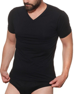 Мужская хлопковая футболка с V-образным вырезом горловины (Размер: L) (Цвет: синий)