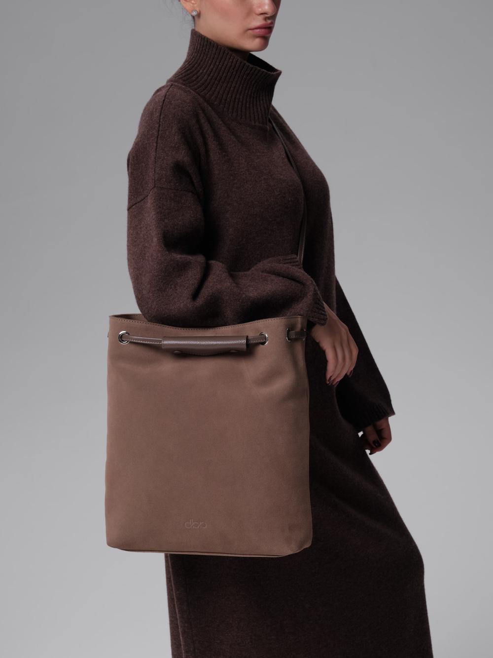 Замшевая сумка DBR 31228 серо-коричневый