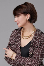 Браслет "Эмили" золотой жемчуг с золотой застежкой из кубических микроцирконов