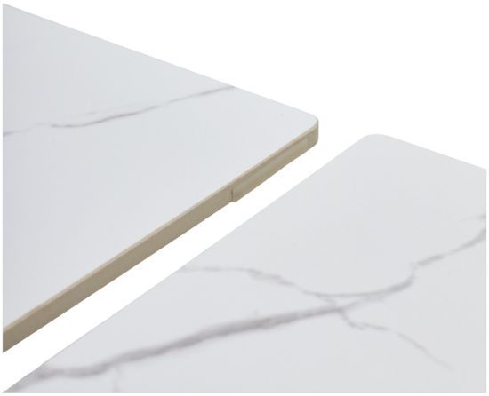 Стол ESTEBIO 160 GLOSS STATUARIO WHITE SOLID CERAMIC / Серый металлик