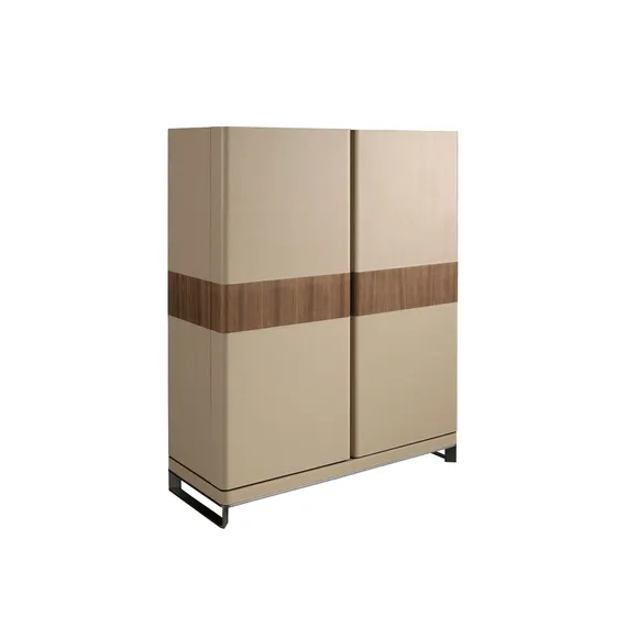 Высокий буфет 3276 из кожи, ореха и полированной стали