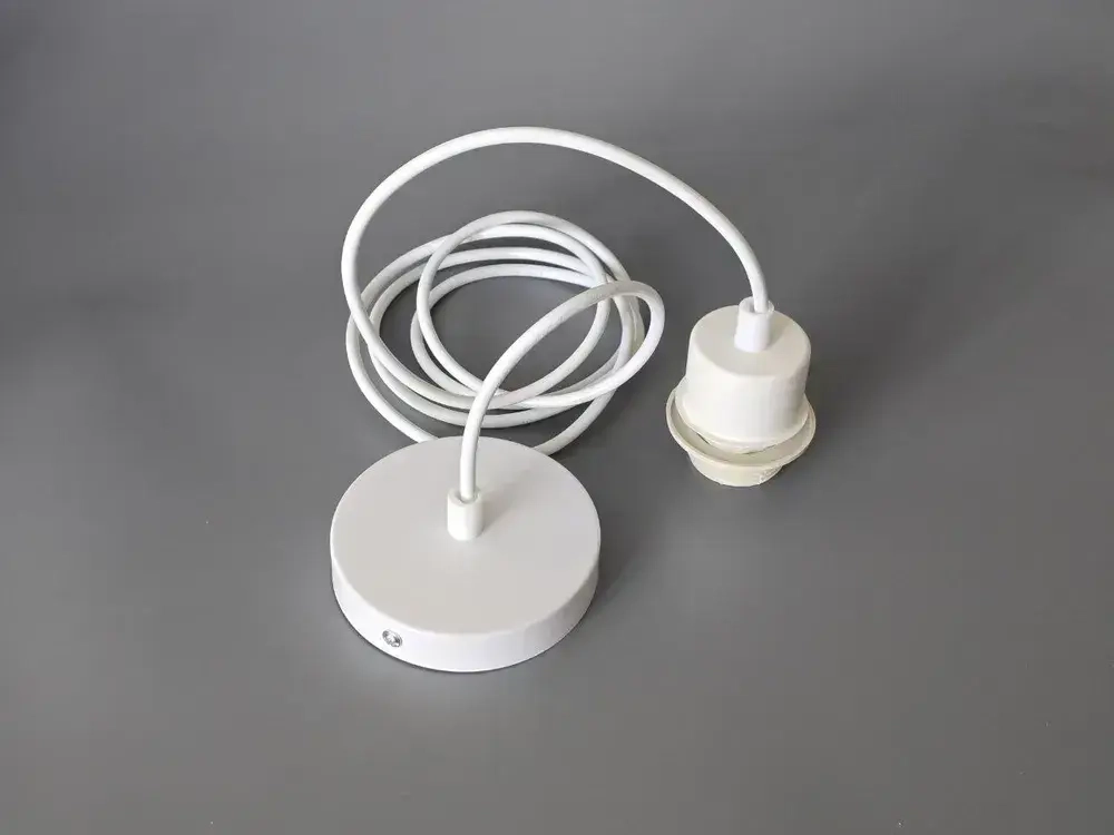 Патрон подвесной Е27 шнур подвес потолочный для светильника и люстры для лампы и абажура декоративный, белый, 1.9м, цоколь Е27, 60 Вт, 1 шт.