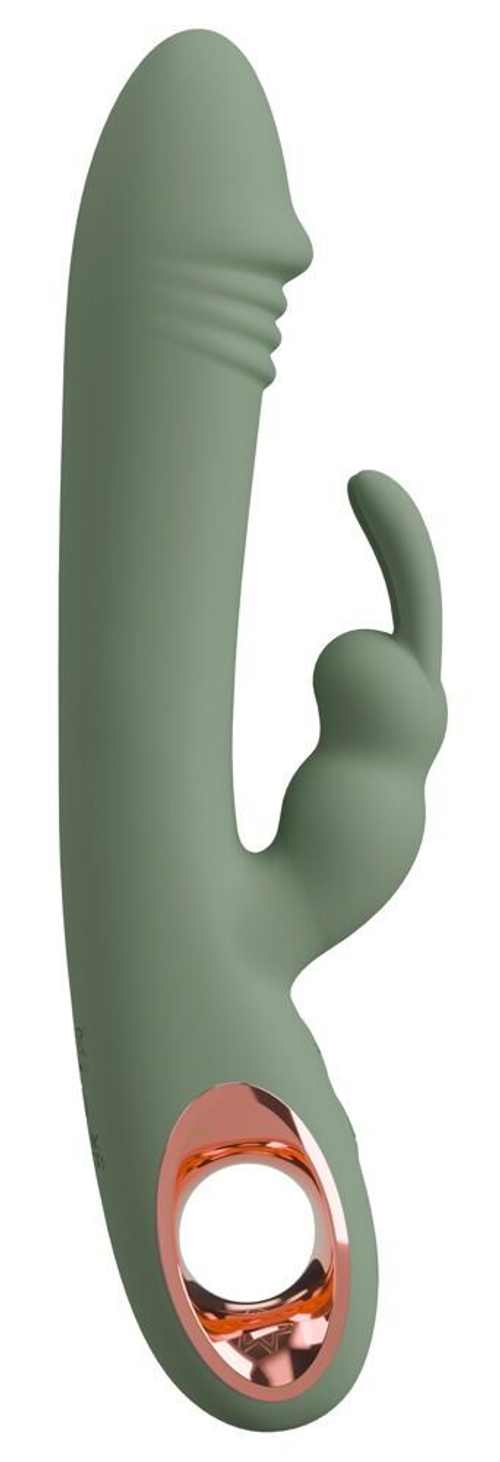 Оливковый вибратор-кролик Slim Rabbit Olive - 21,4 см.