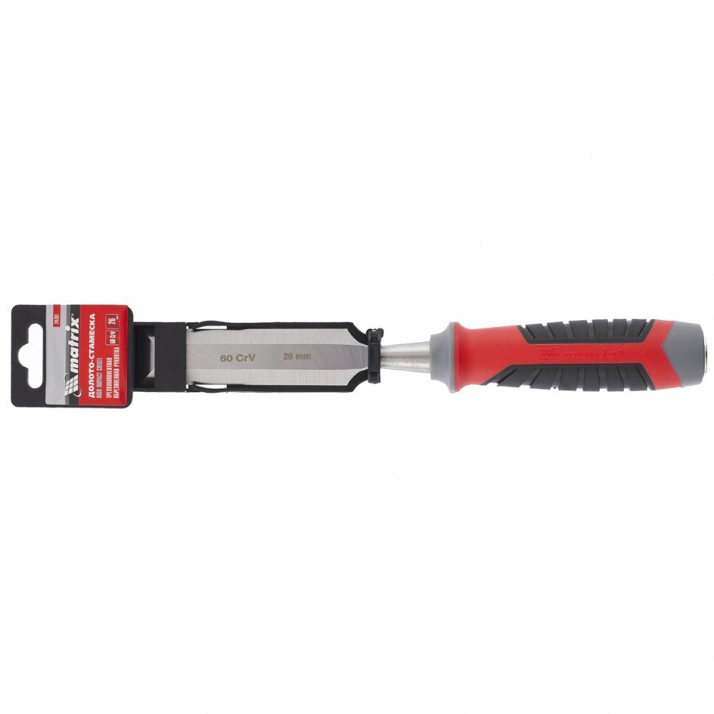 Долото-стамеска, 26 мм, 60 CrV, трехкомпонентная обрезиненная рукоятка Matrix