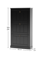 Обувница для прихожей Индра, 3 двери, 123х66х21, черный