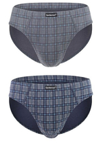 Комплект из 2 трусов-слипов в клетку (Размер: L) (Цвет: серый с синим)