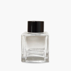Комплект: Флакон для диффузора 50 мл прозрачный куб с черной крышкой