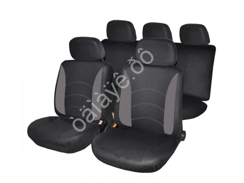 Чехлы на сидения NEW GALAXY - 798452 - черно-серые полиэстер ГАММА (9предметов)