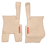 Ковры SCANIA 5 серии Р (автомат) (экокожа, бежевый, бежевый кант, красная вышивка)