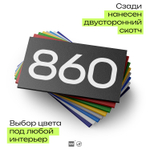 Номер на дверь 860, табличка на дверь для офиса, квартиры, кабинета, аудитории, склада, черная 120х70 мм, Айдентика Технолоджи
