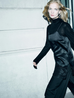 Massimo Dutti Топ в бельевом стиле с кружевом, черный