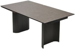 Стол RAGNAR 180 1697 Коричневая кожа,Торцевая раскладка, керамика / Темно-серый каркас, ®DISAUR