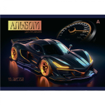 Альбом для рисования А4 40л, Alingar, гребень, мелованный картон(стандарт) 210г/м2, офсет 100 г/м2,, "Auto", 1 дизайн в пленке т/у