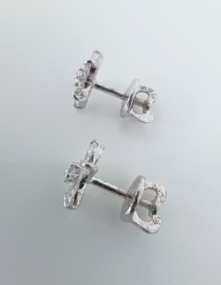 Серьги пусеты "Эстерелла", родированные, с фианитом, серебро 925 пробы/Ф