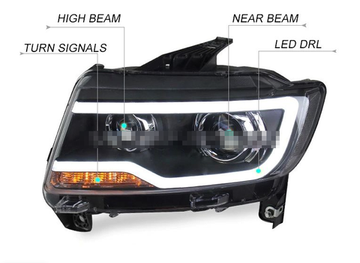 Передние фары Джип Компас 2011-2015 V1 type [комплект Л+П, ходовые огни; электрокорректор]