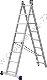СИБИН 8 ступеней, со стабилизатором, алюминиевая, двухсекционная лестница (38823-08)
