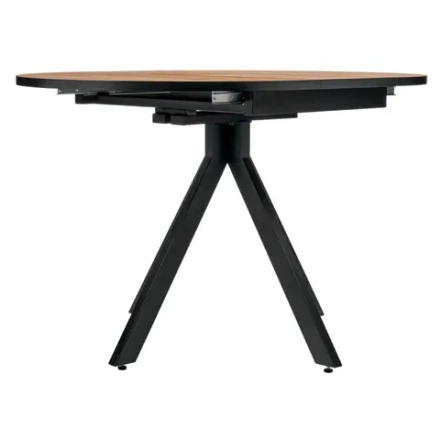 Стол Bradex Home Rudolf круглый раскладной 90-120x90x75см, Дуб Вотан, чёрный