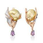 Незаурядные серьги с английским замком из комбинированного золота c аметистом Артикул: 02-4894-00-203-1140