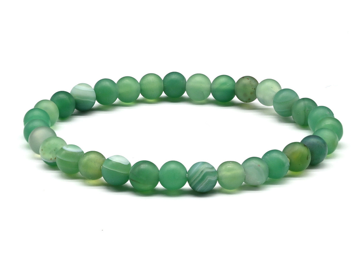 Браслет Агат зеленый с рисунком матовый шар 6 мм