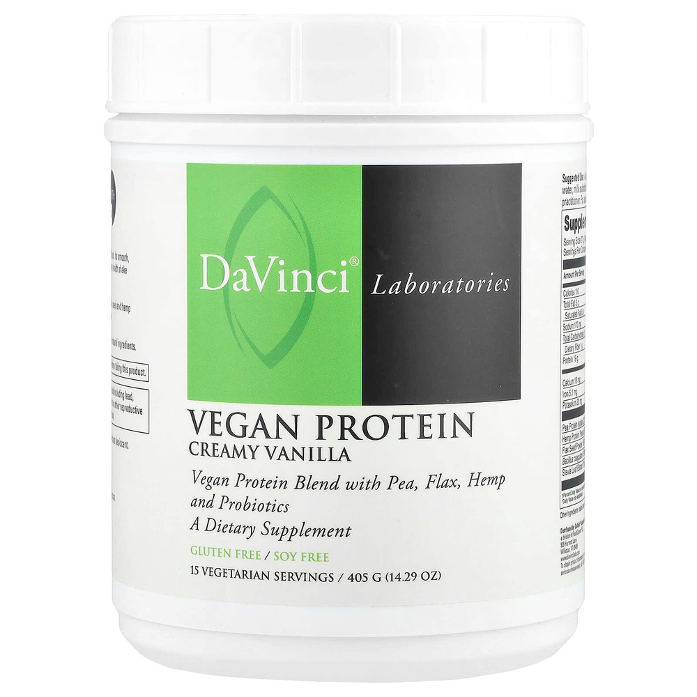DaVinci Laboratories, Vegan Protein, сливочная ваниль, 405 г (14,29 унции)