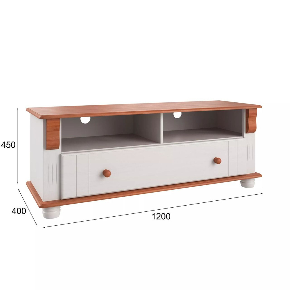 Тумба под телевизор Адель с ящиком, белый/черри