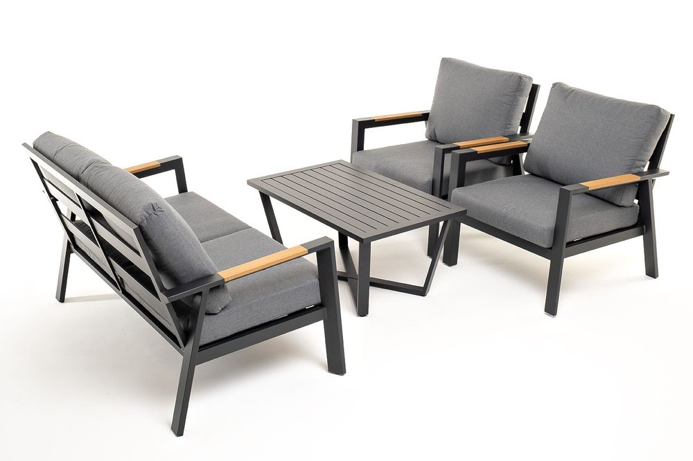 "Орхидея" лаунж-зона 4-местная из алюминия, цвет темно-серый