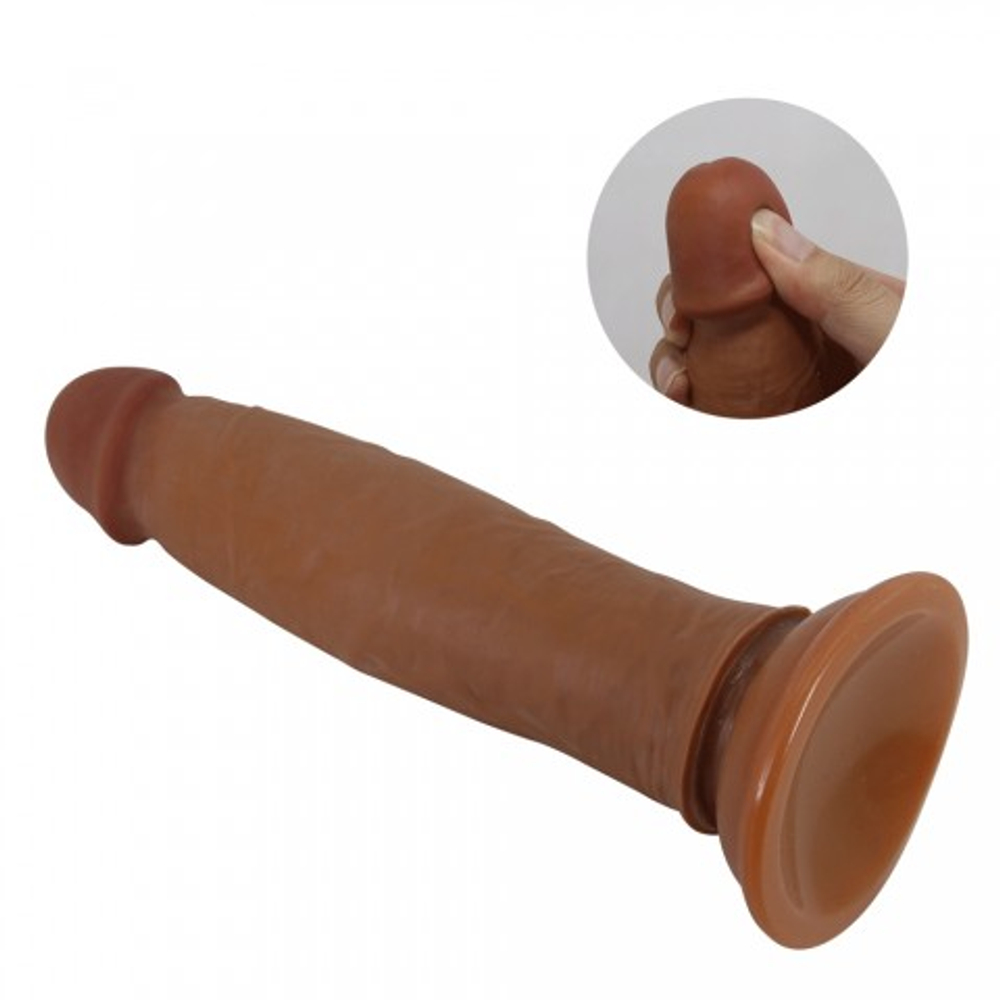 Реалистичный фаллоимитатор на присоске Keon Sliding skin (21,4*4,4 см) коричневый