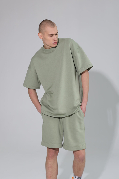 Брюки широкие из футера б/н мужские, молоко