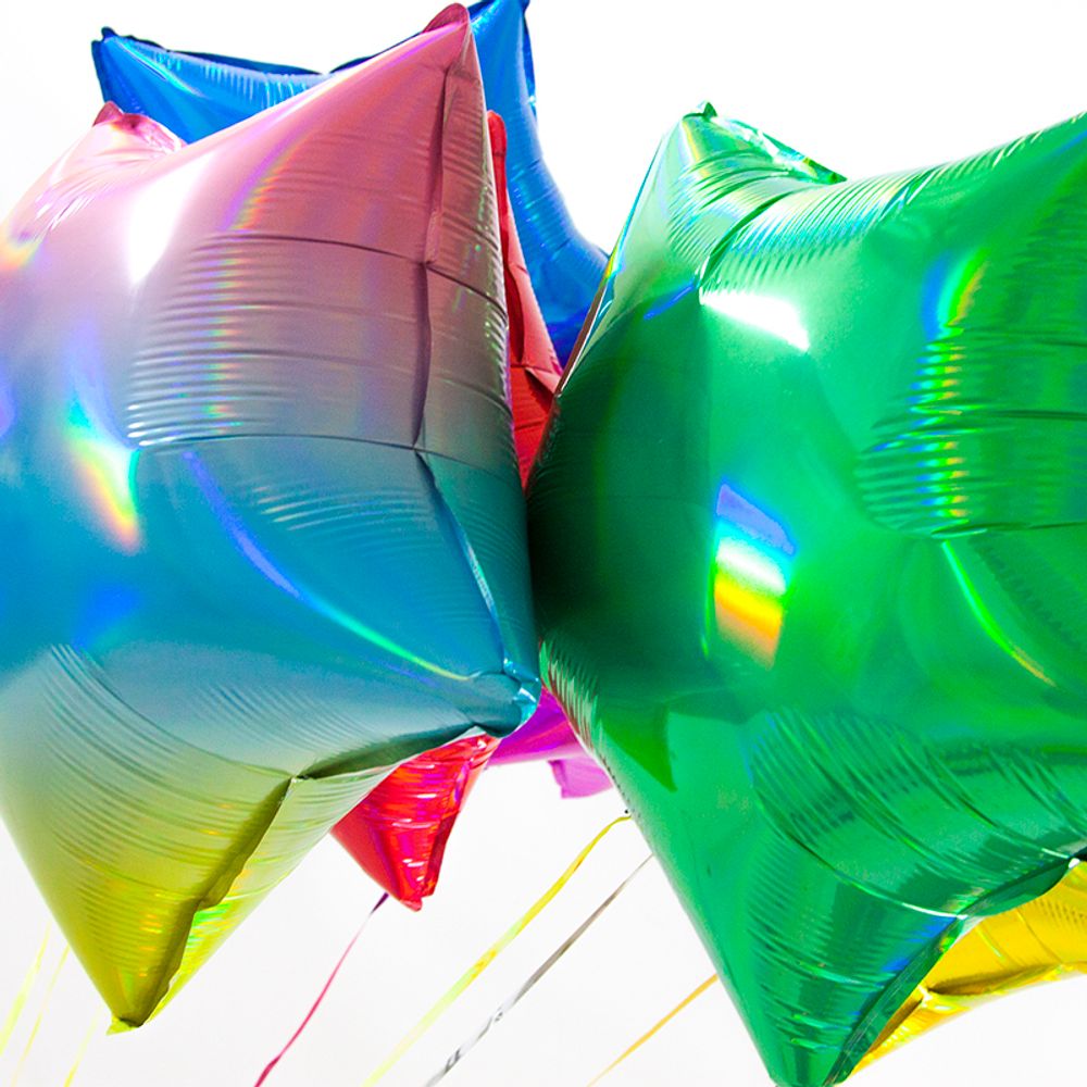 Шар (18"/46 см) Звезда, Перламутровый блеск, Синий, Голография