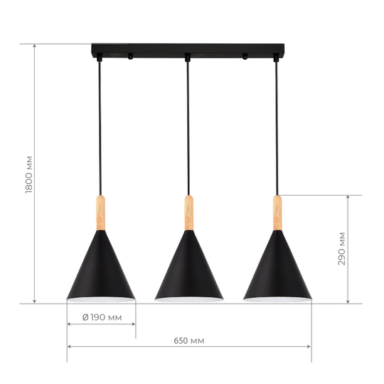 SLE1255-403-03 Светильник подвесной Черный/Черный E27 3*40W