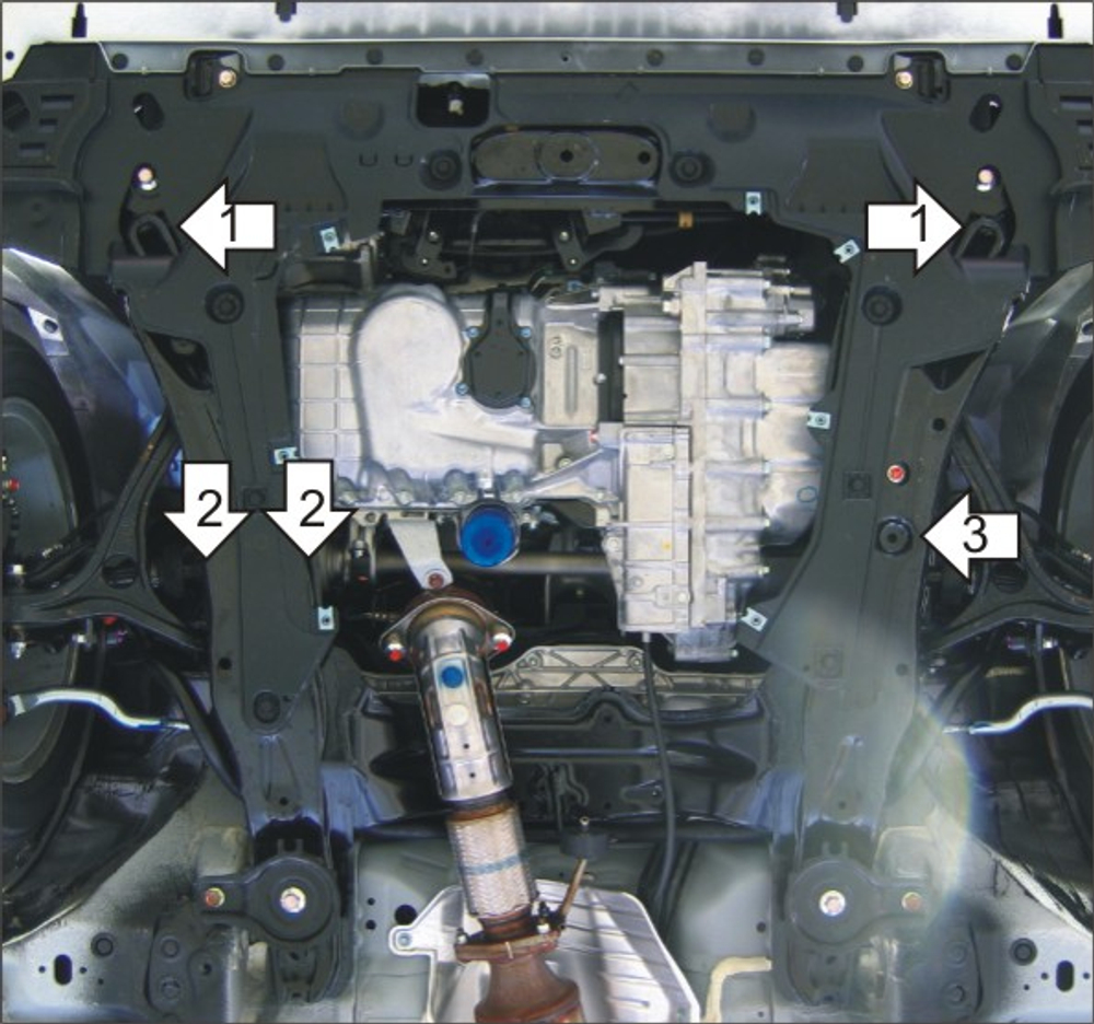 Защита картера двигателя, КПП. 2 мм, Сталь. для Honda Accord VIII 2008-2012, Motodor.70816