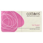 Cottons, Тампоны из 100% натурального хлопка, супер, без запаха, 16 тампонов