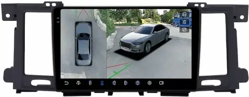Магнитола для Nissan Patrol Y62, Infiniti QX56/QX80 2010-2017 (поддержка Bose и мониторов, рамка тип 1) - FarCar BX3261M-360+RZ монитор 9.5" 2K QLED на Android 13, Быстрая, CarPlay, 4G SIM-слот, 4 камеры в комплекте