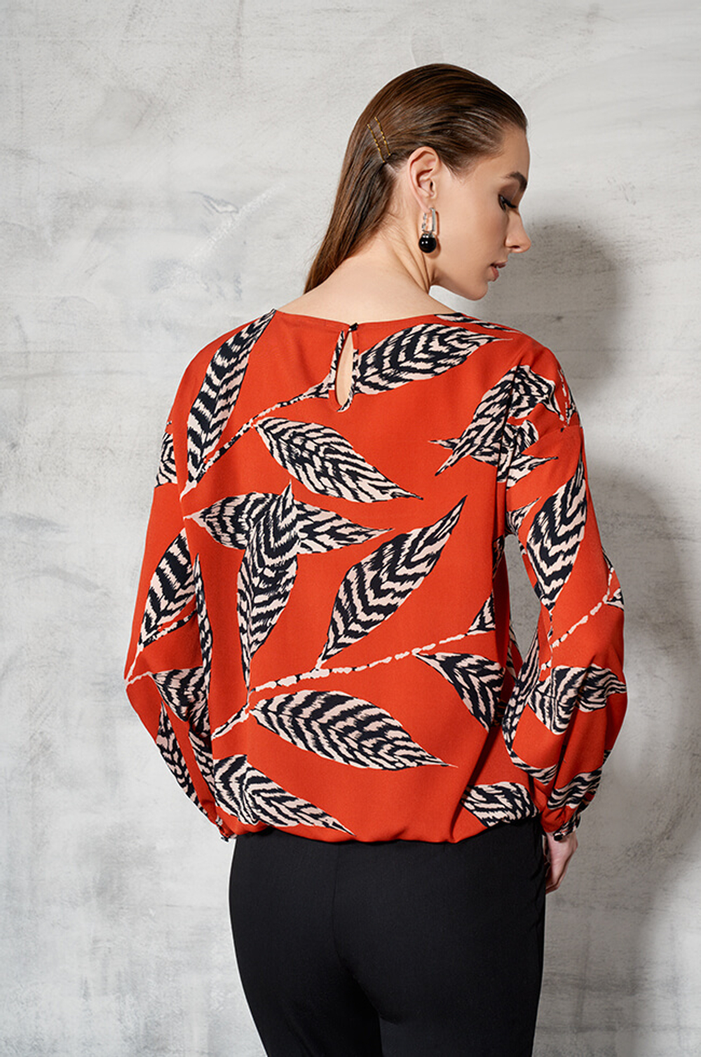 22460 Блузка женская (терракотовый принт)