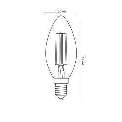 LED-C35-5.5W-3000K-E14-CL-SLF Лампа светодиодная. Форма свеча. прозрачная. Теплый белый свет 3000K. ТМ Volpe