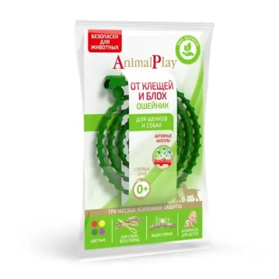 Ошейник от блох и клещей Animal Play для щенков и собак, зелёный, 75см