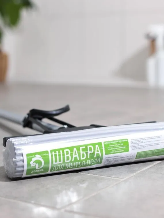 Швабра для мытья пола Доляна, PVA с роликовым отжимом, ручка 120 см, насадка 27 см, цвет МИКС