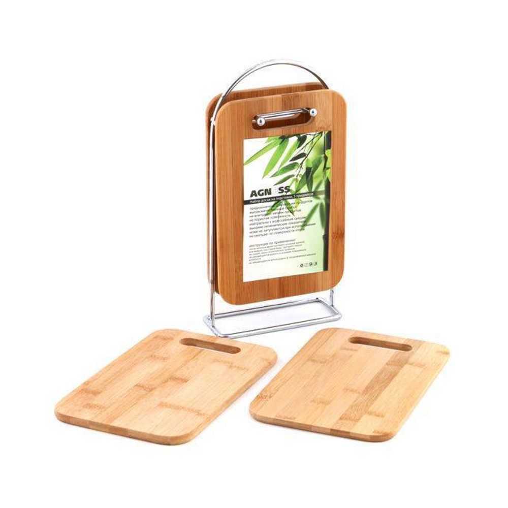 НАБОР ДОСОК ДЕРЕВЯННЫХ НА ПОДСТАВКЕ AGNESS 5 ПР. 23*15*1 СМ. (КОР=8НАБОР.)